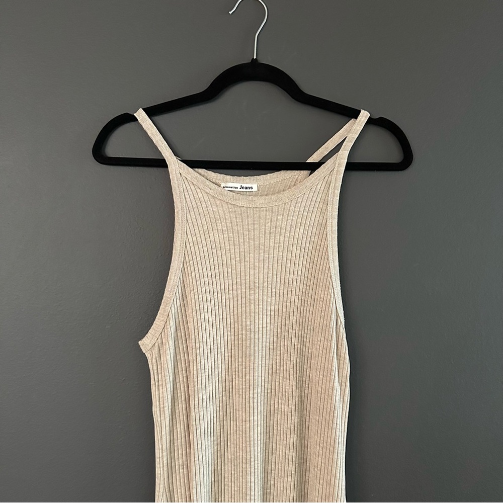 Reformation Beige Ribbed Maxi Dress